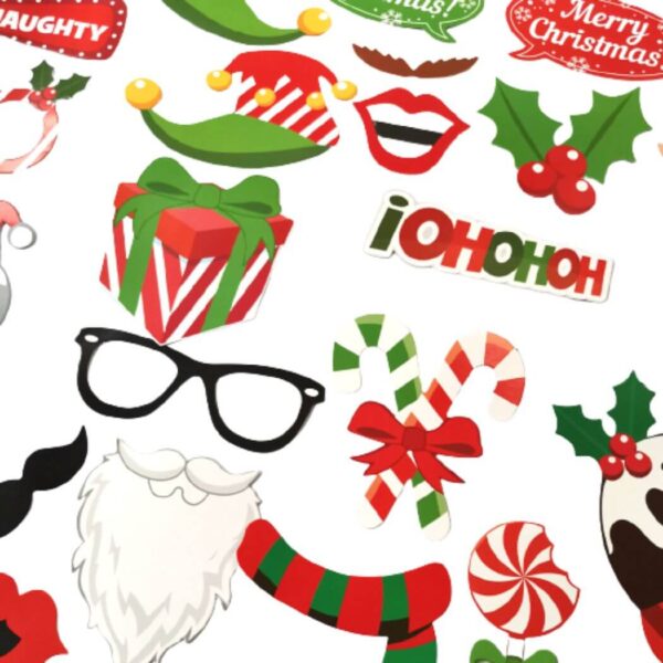 christmas photo props, various christmas photo booth props, christmas photo shoot props, feature props on the table